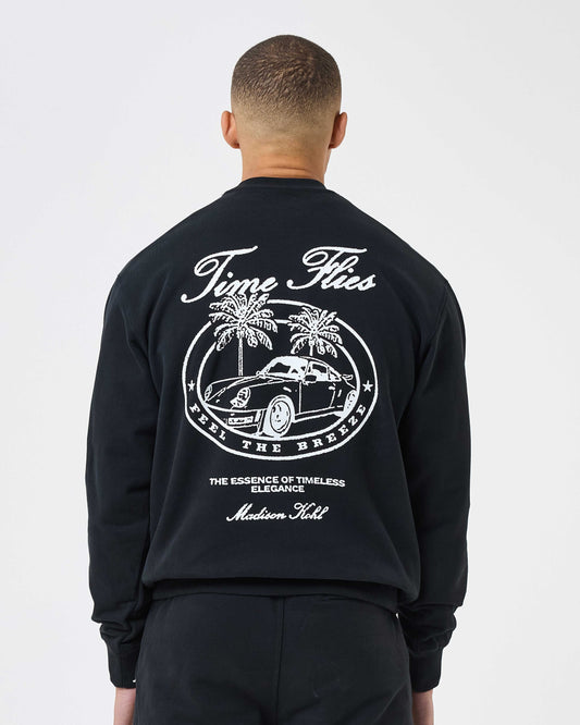 Time Flies Relaxed Crewneck Sweatshirt Black