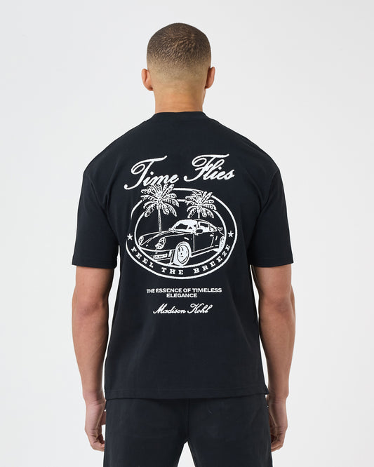 Time Flies Relaxed T Shirt Black