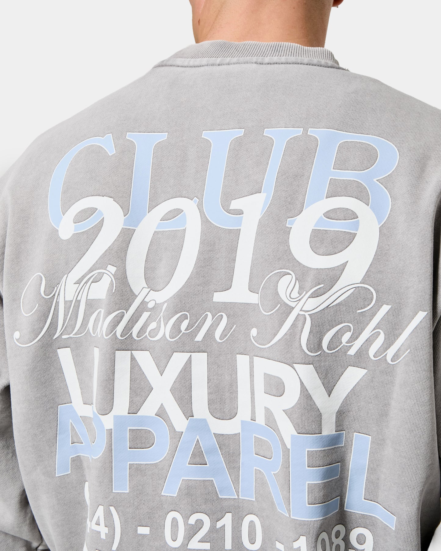 MK Club Relaxed Crewneck Sweatshirt Grey Wash / Placid Blue