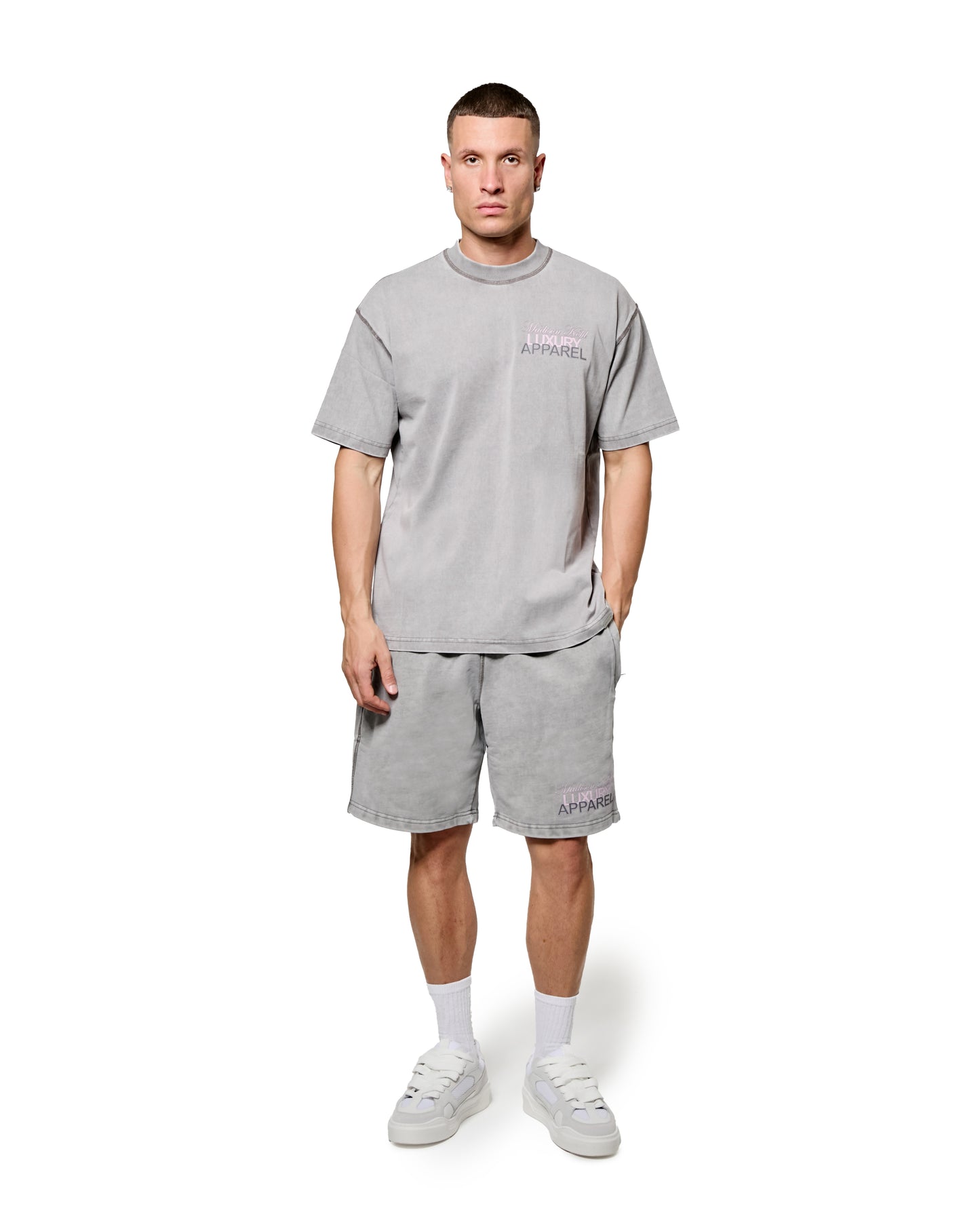 MK Club Relaxed T Shirt Grey Wash / Transcendent Pink