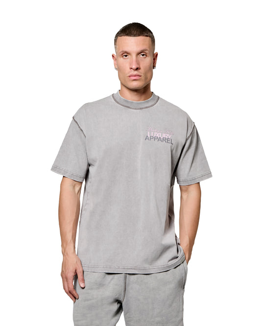 MK Club Relaxed T Shirt Grey Wash / Transcendent Pink