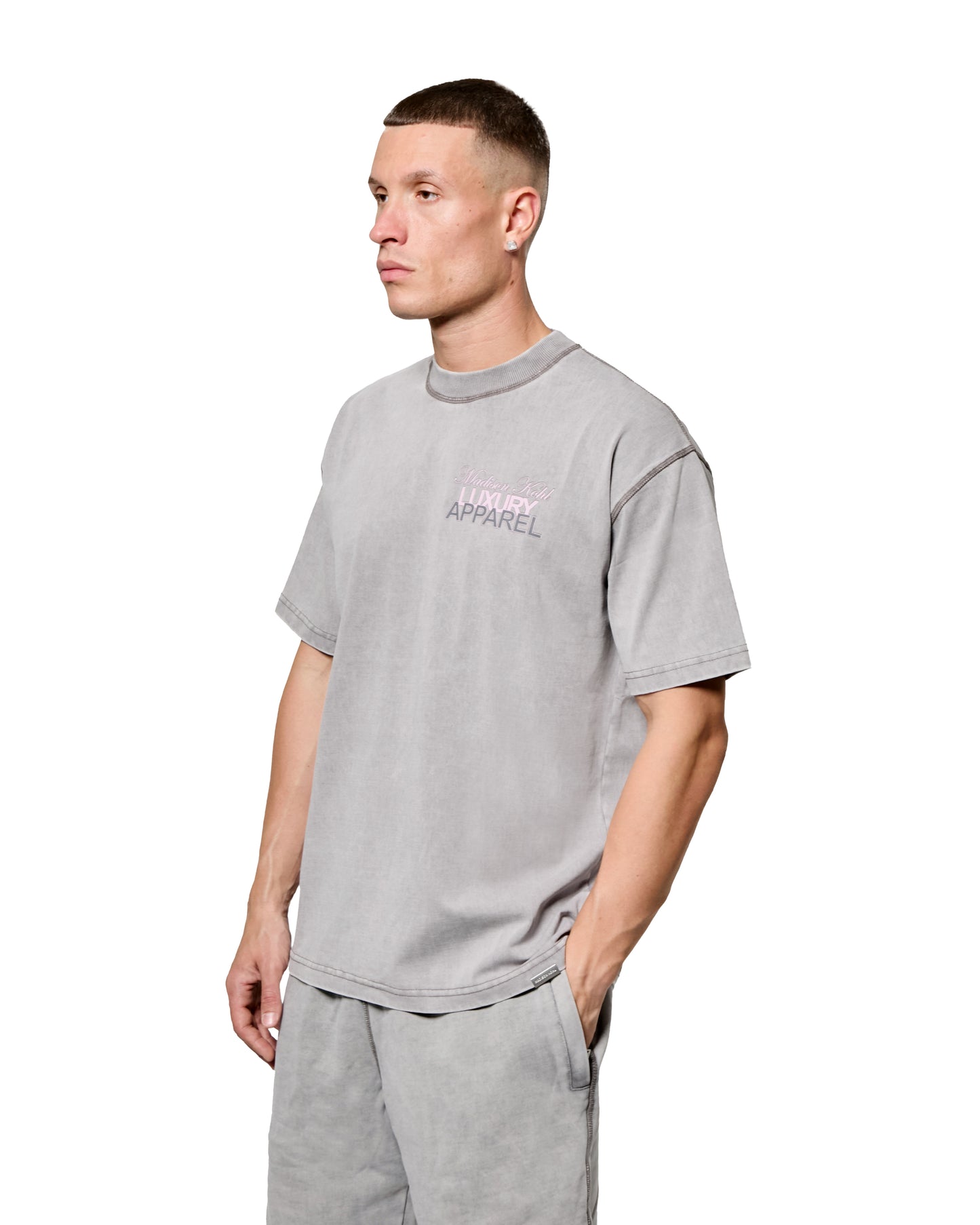 MK Club Relaxed T Shirt Grey Wash / Transcendent Pink