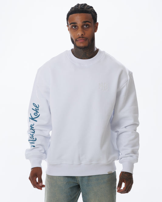 MK Academy Relaxed Crewneck Sweatshirt White/Emerald