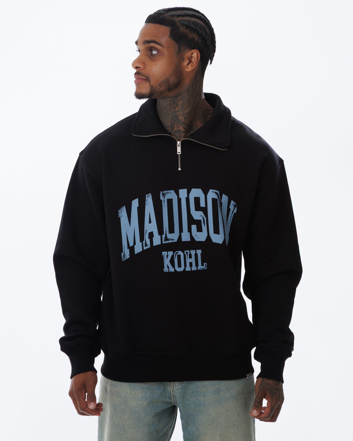 MK Archie Relaxed 1/4 Zip Black/DSky