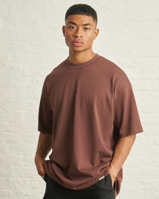 300gsm ESSENTIAL OVERSIZED T/SHIRT - BROWN