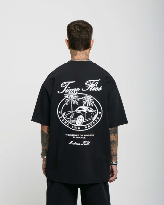 Time Flies Oversized T Shirt Black