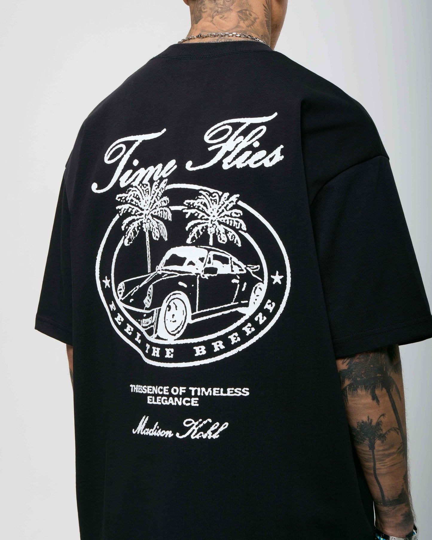 Time Flies Oversized T Shirt Black