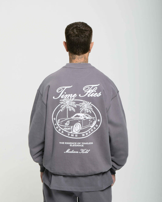 Time Flies Oversized Crewneck Sweatshirt Tornado