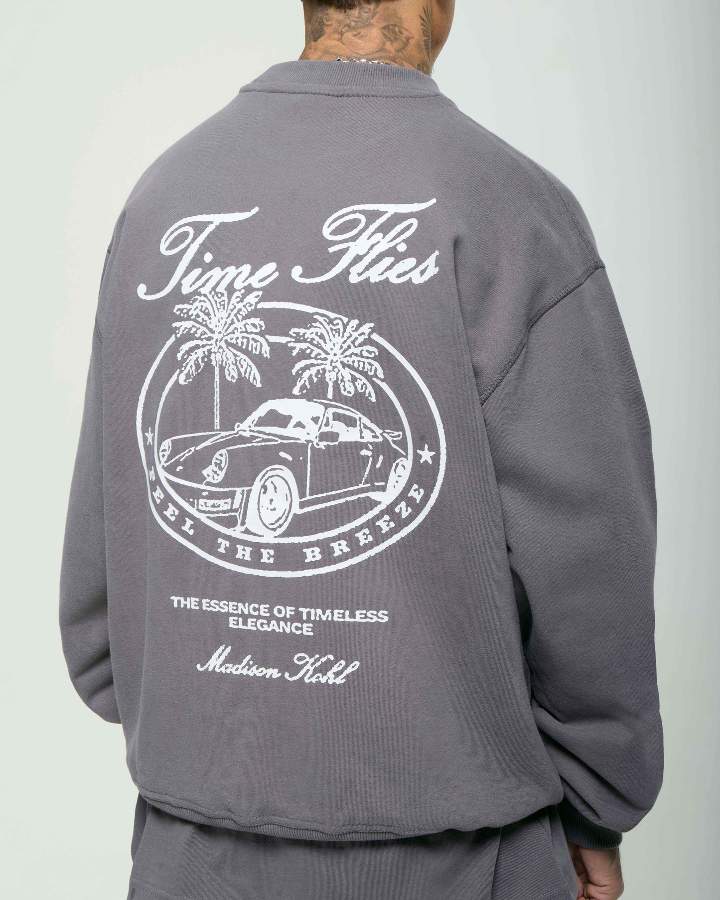 Time Flies Oversized Crewneck Sweatshirt Tornado