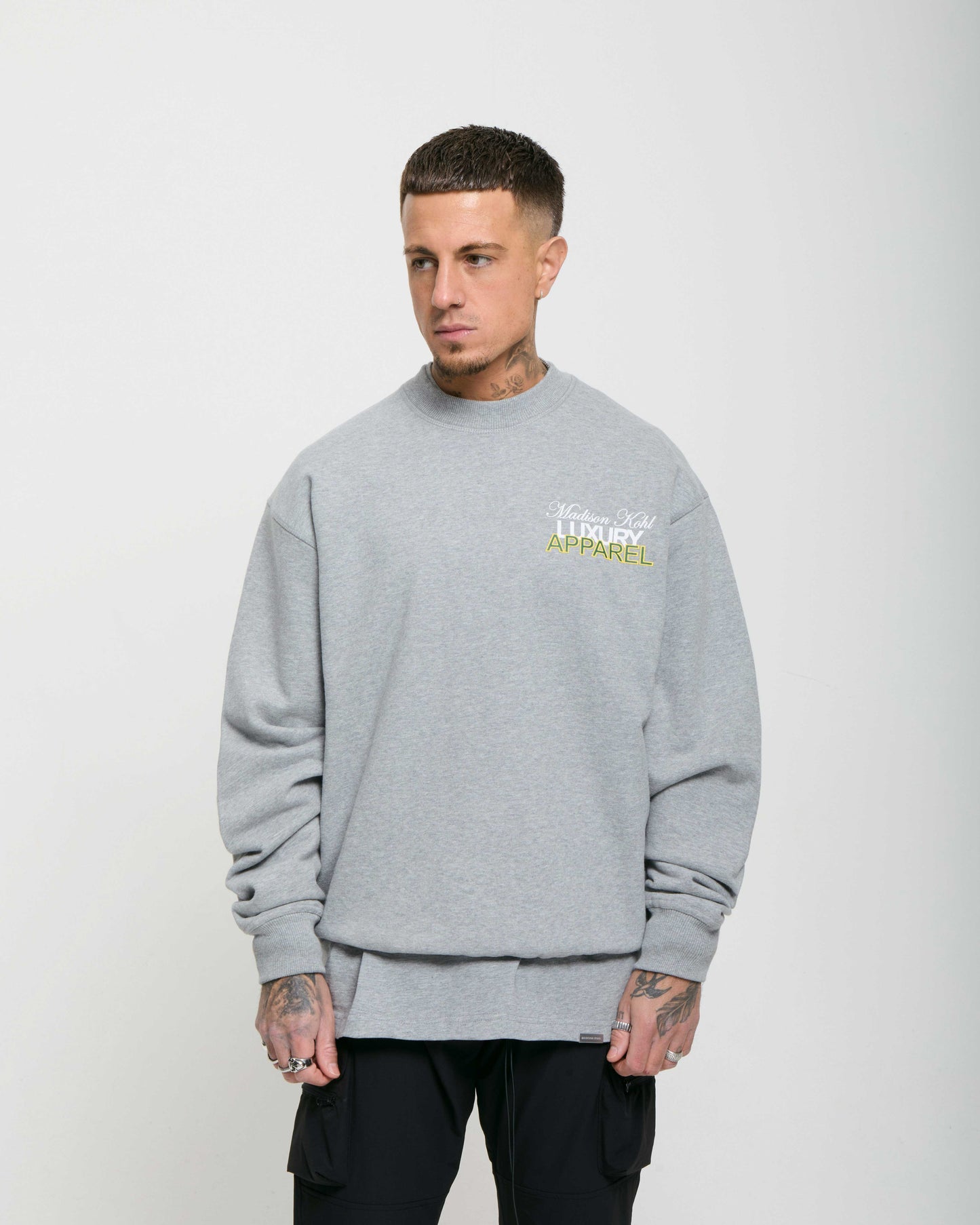 MK Club Oversized Crewneck Sweatshirt Grey Marl