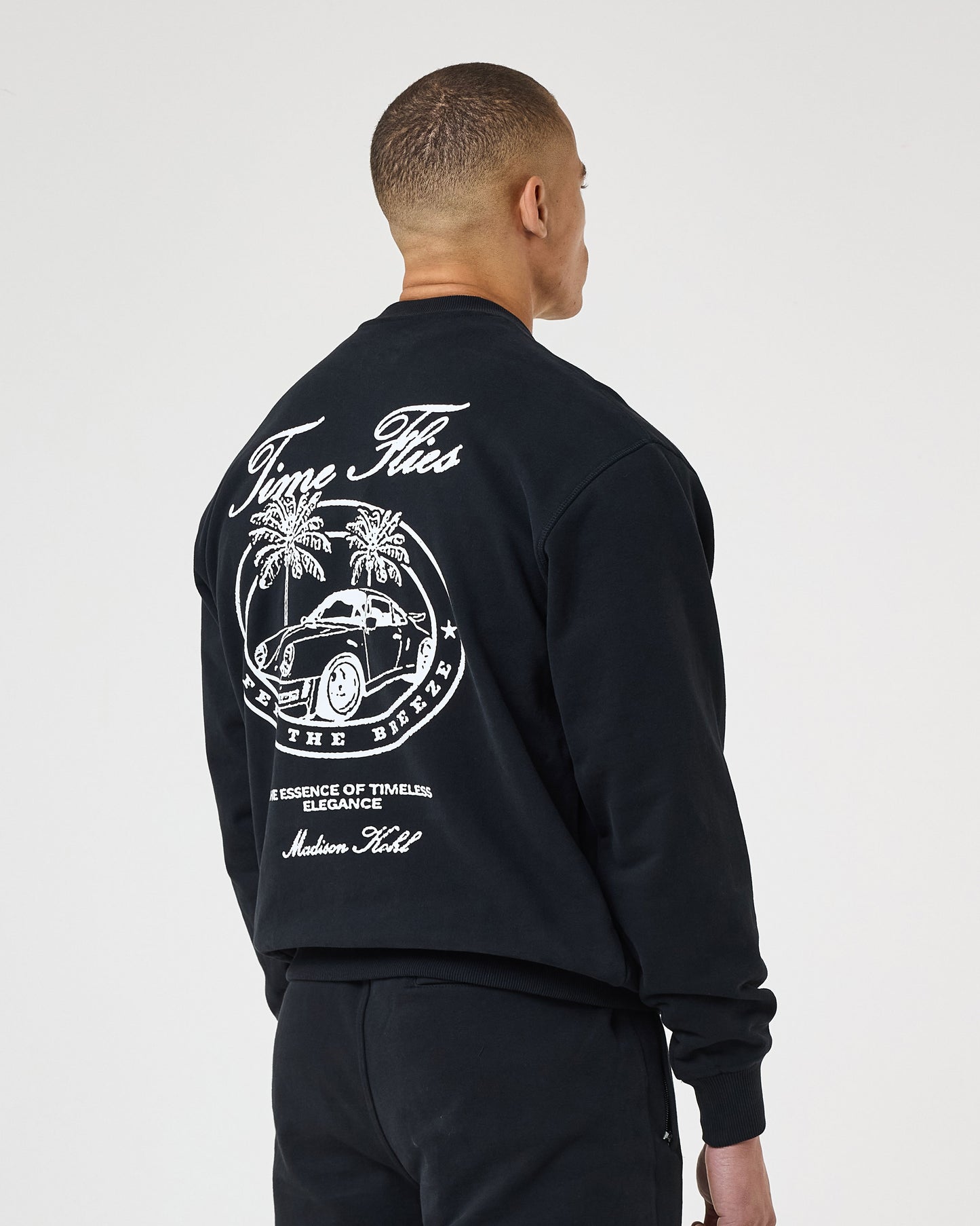 Time Flies Relaxed Crewneck Sweatshirt Black