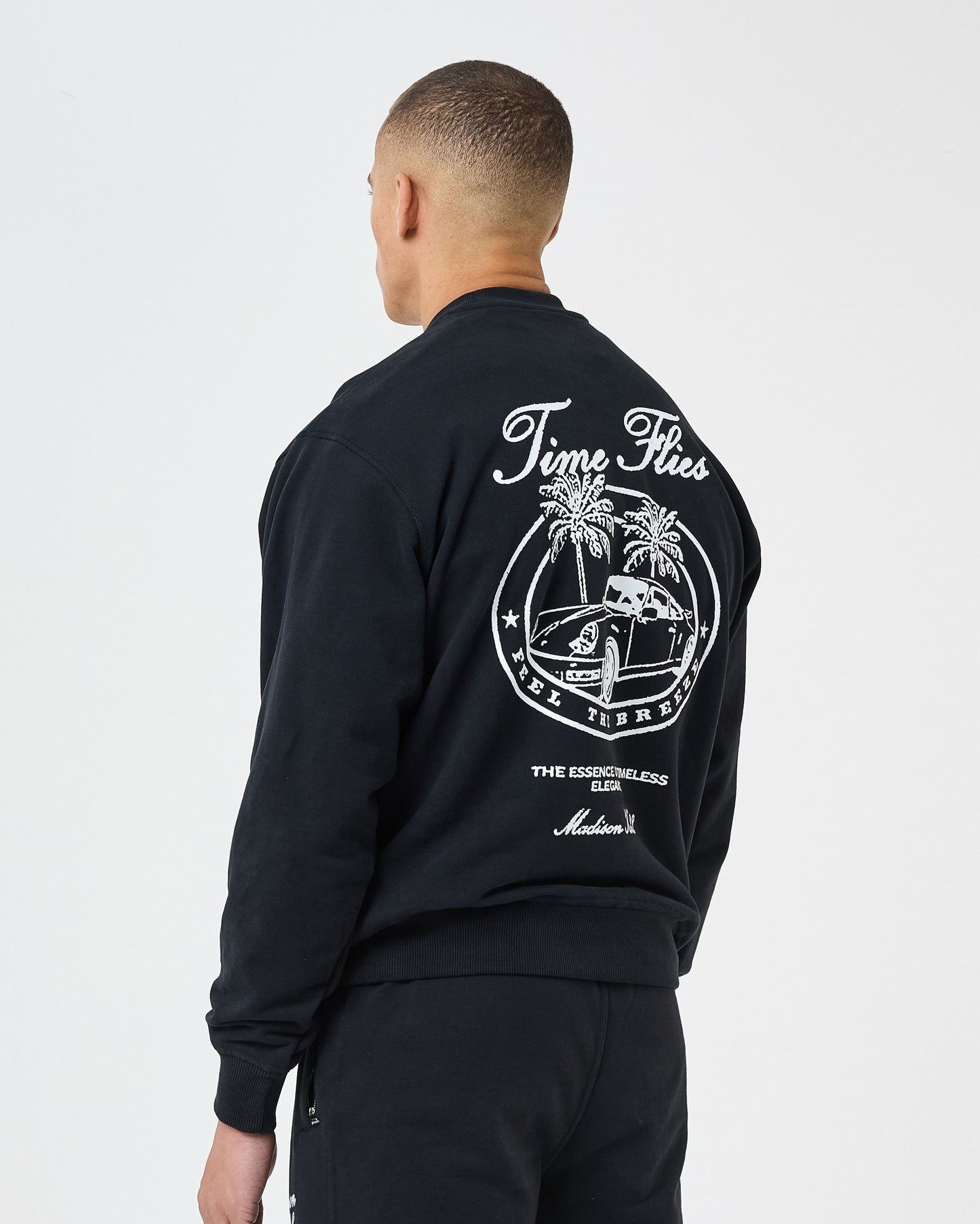 Time Flies Relaxed Crewneck Sweatshirt Black
