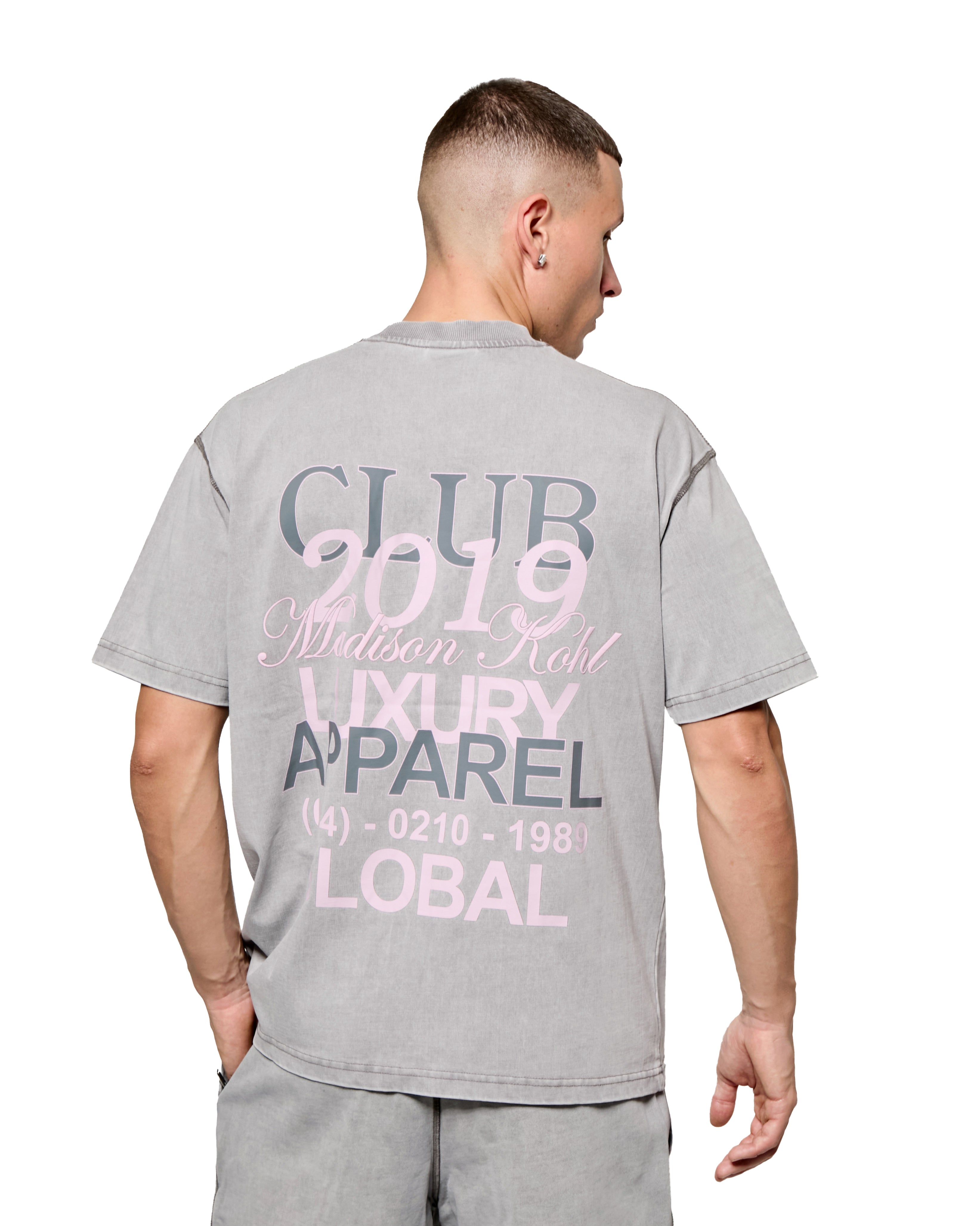 MK Club Relaxed T Shirt Grey Wash / Transcendent Pink