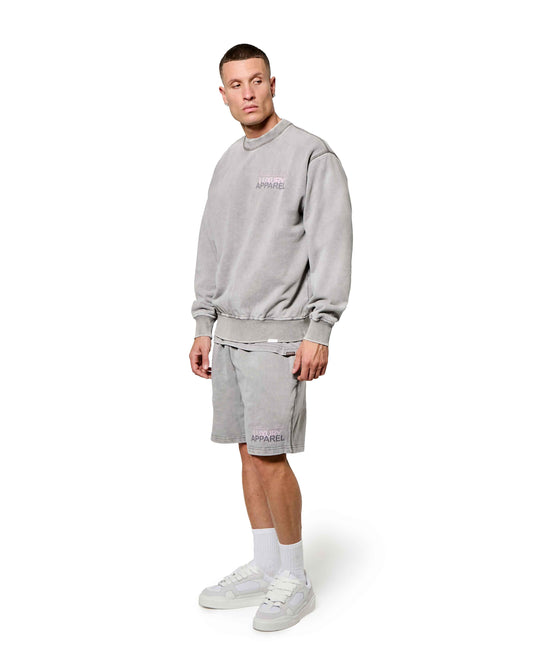 MK Club Relaxed Crewneck Sweatshirt Grey Wash / Transcendent Pink
