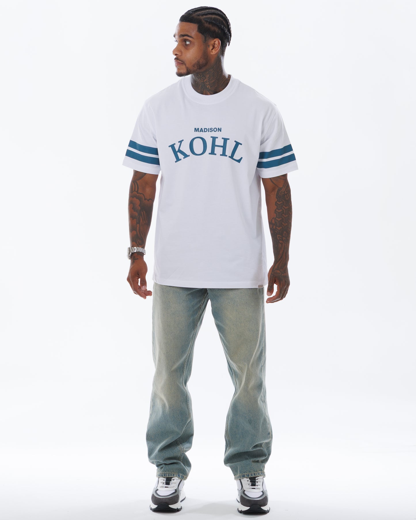 MK Quarterback T-Shirt White/Emerald Green
