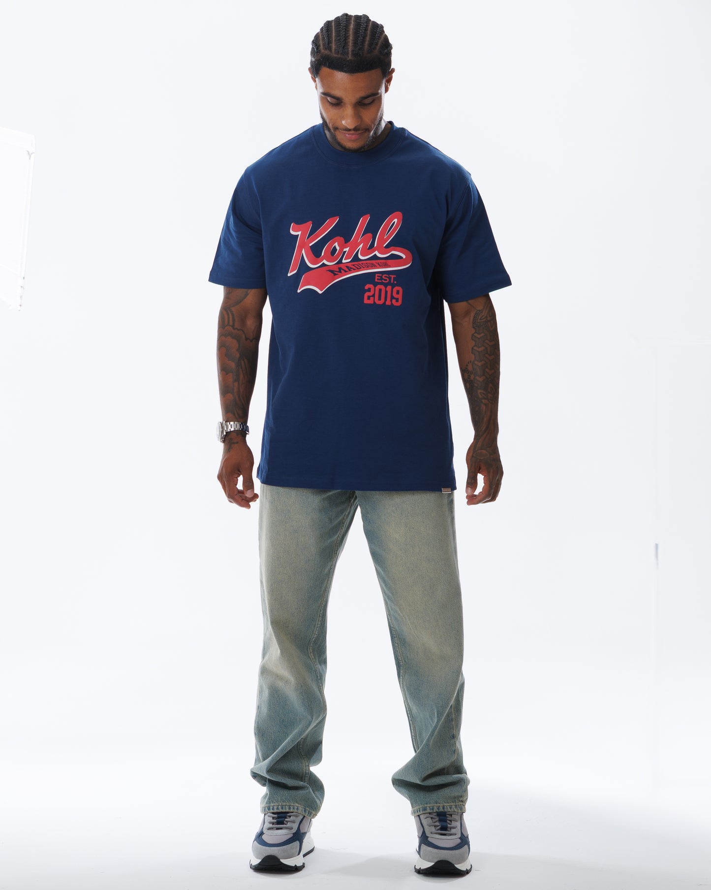MK Signature T-Shirt Navy/Fuchsia