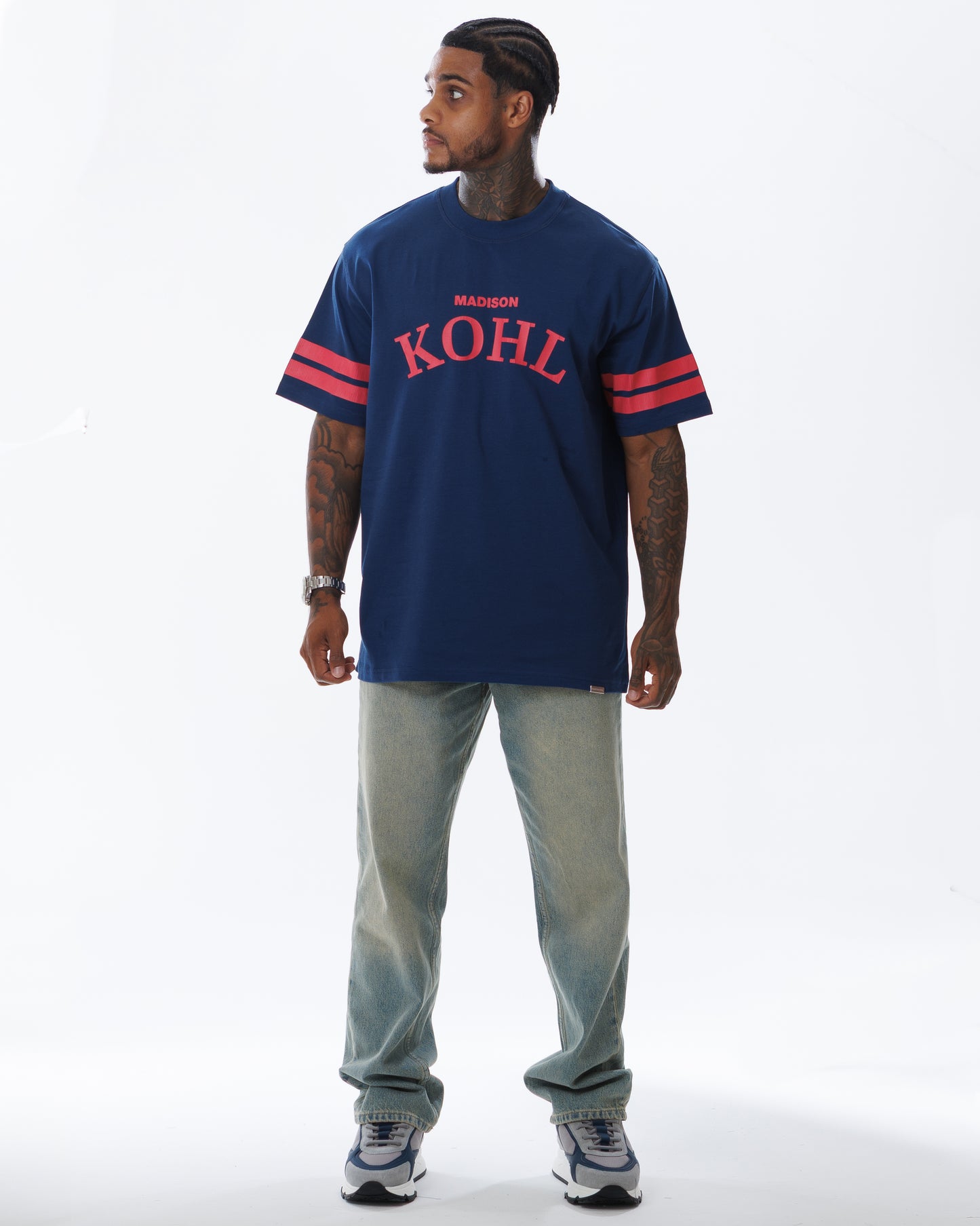 MK Quarterback T-Shirt Navy/Fuchsia