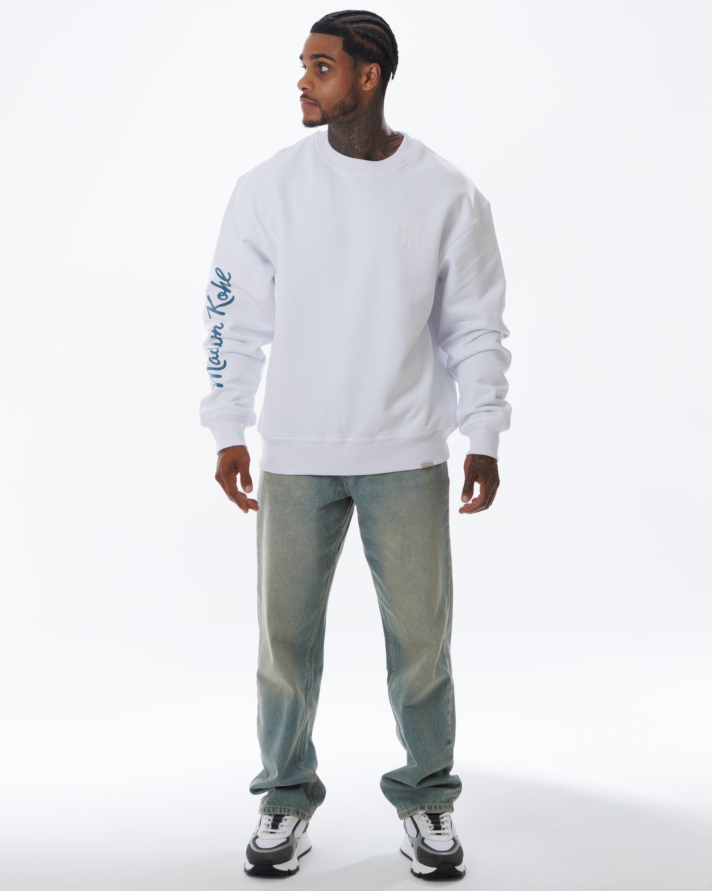 MK Academy Relaxed Crewneck Sweatshirt White/Emerald