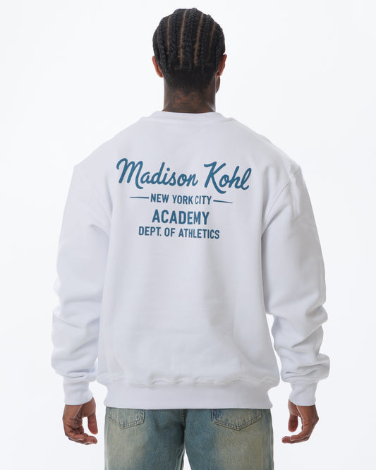 MK Academy Relaxed Crewneck Sweatshirt White/Emerald