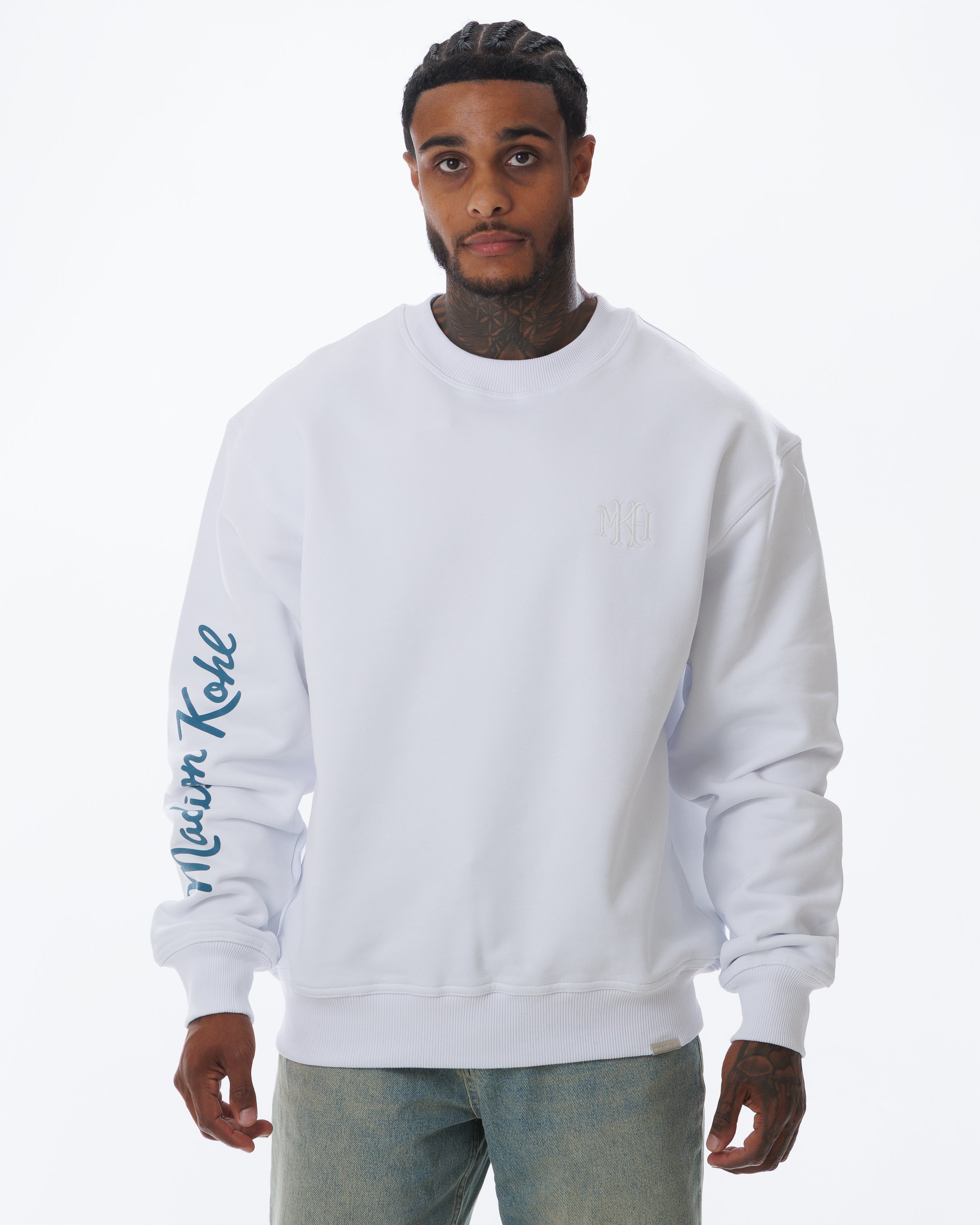 MK Academy Relaxed Crewneck Sweatshirt White/Emerald