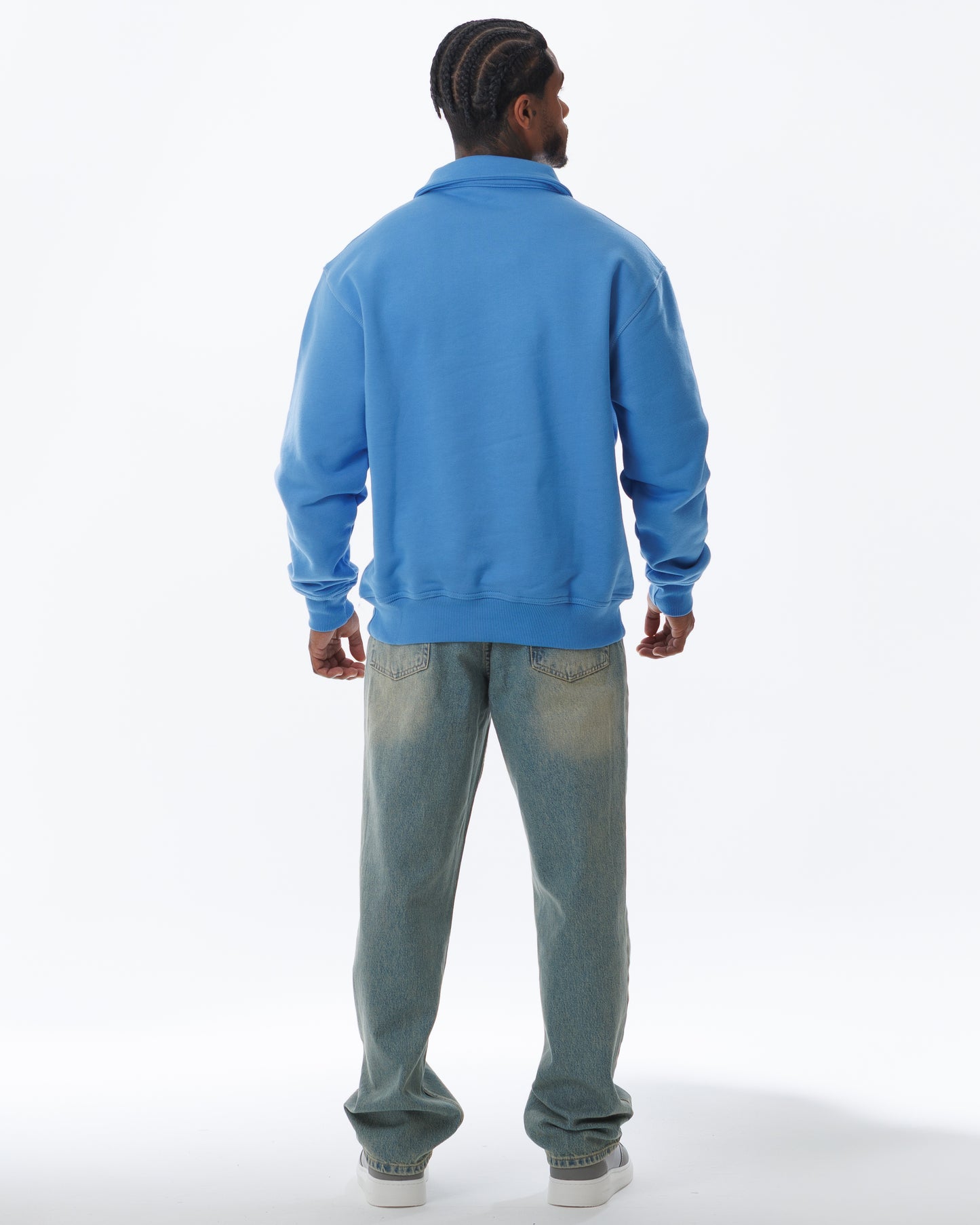 MK Archie Relaxed 1/4 Zip Marina Blue/Yellow