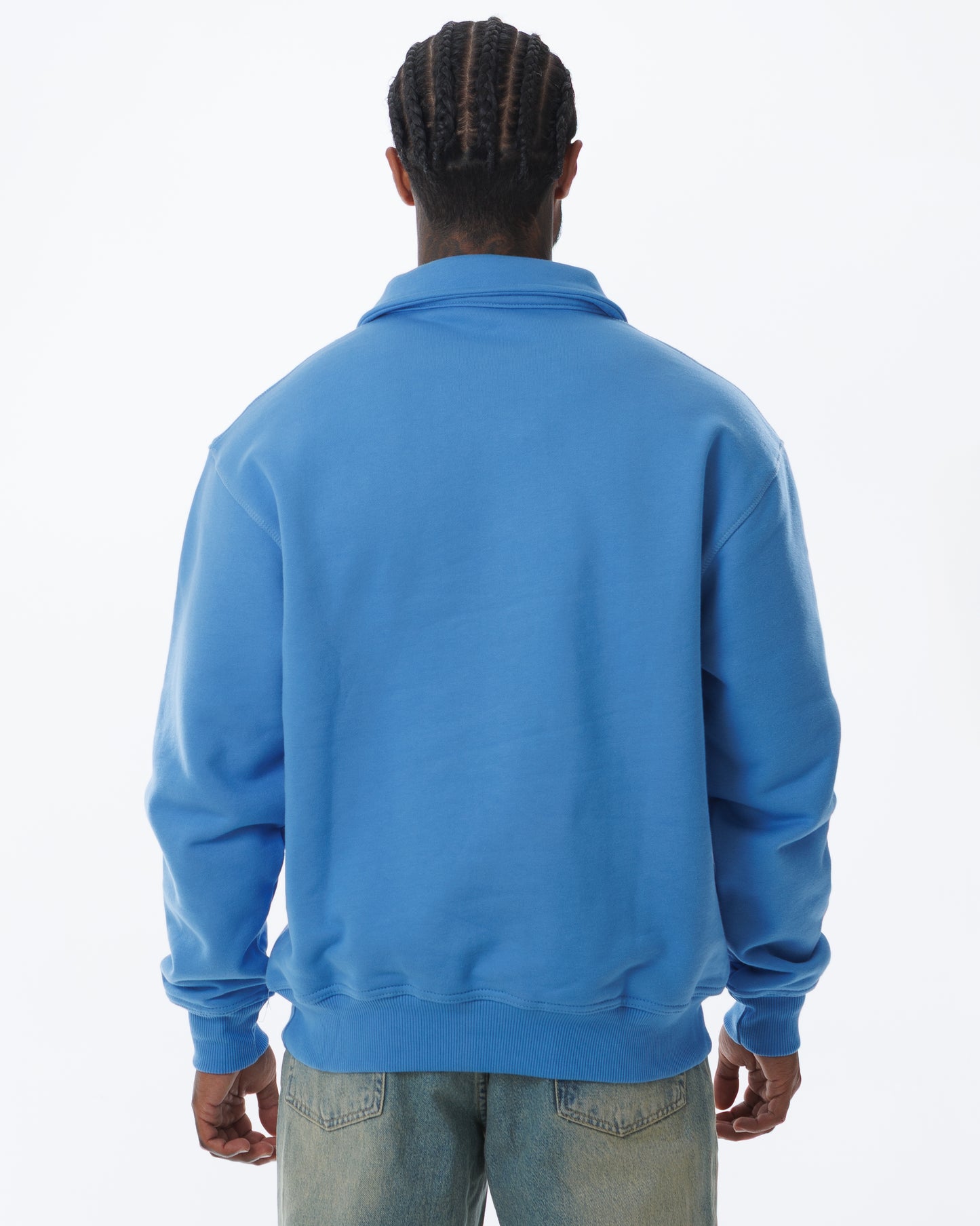 MK Archie Relaxed 1/4 Zip Marina Blue/Yellow