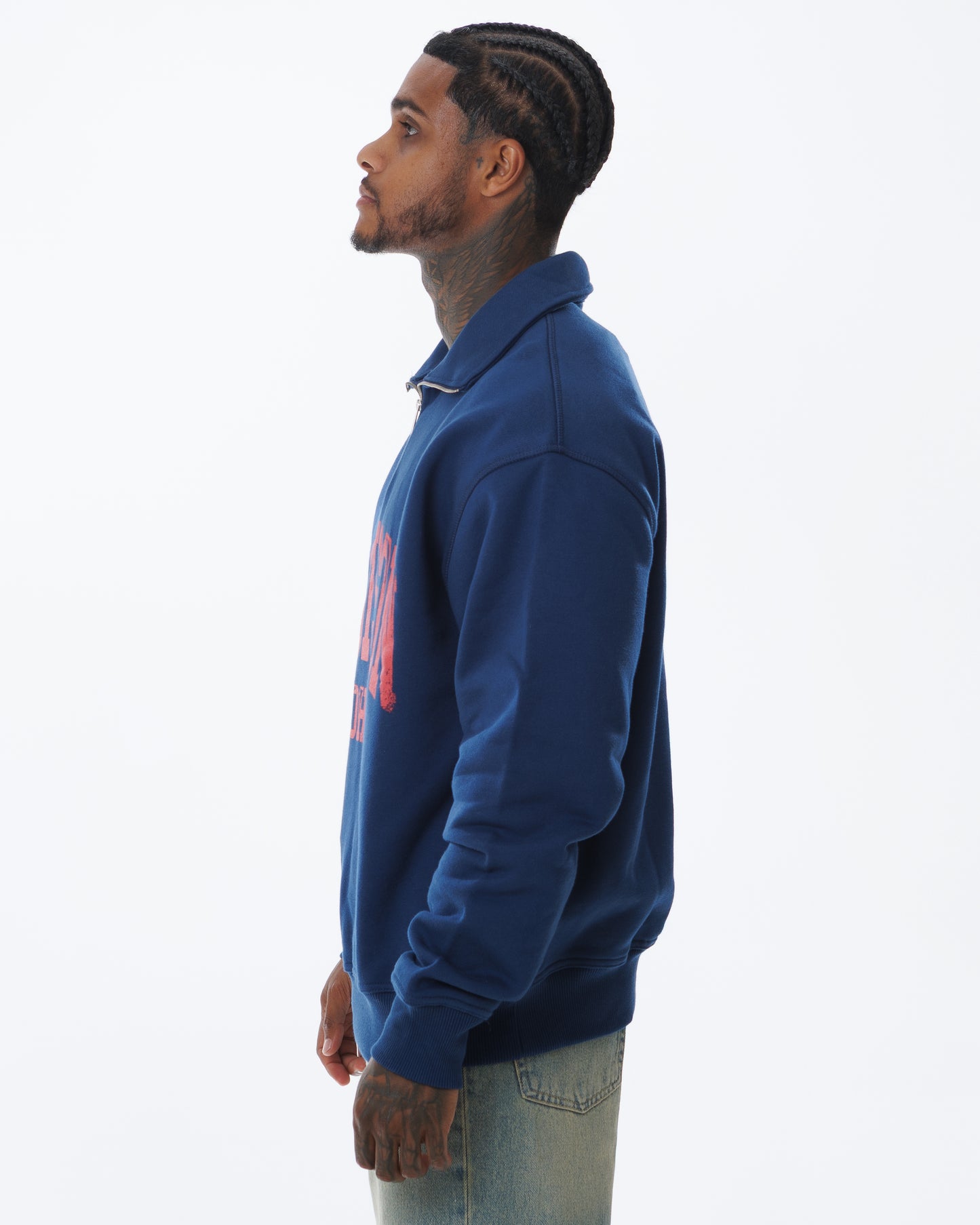 MK Archie Relaxed 1/4 Zip Navy/Fuchsia