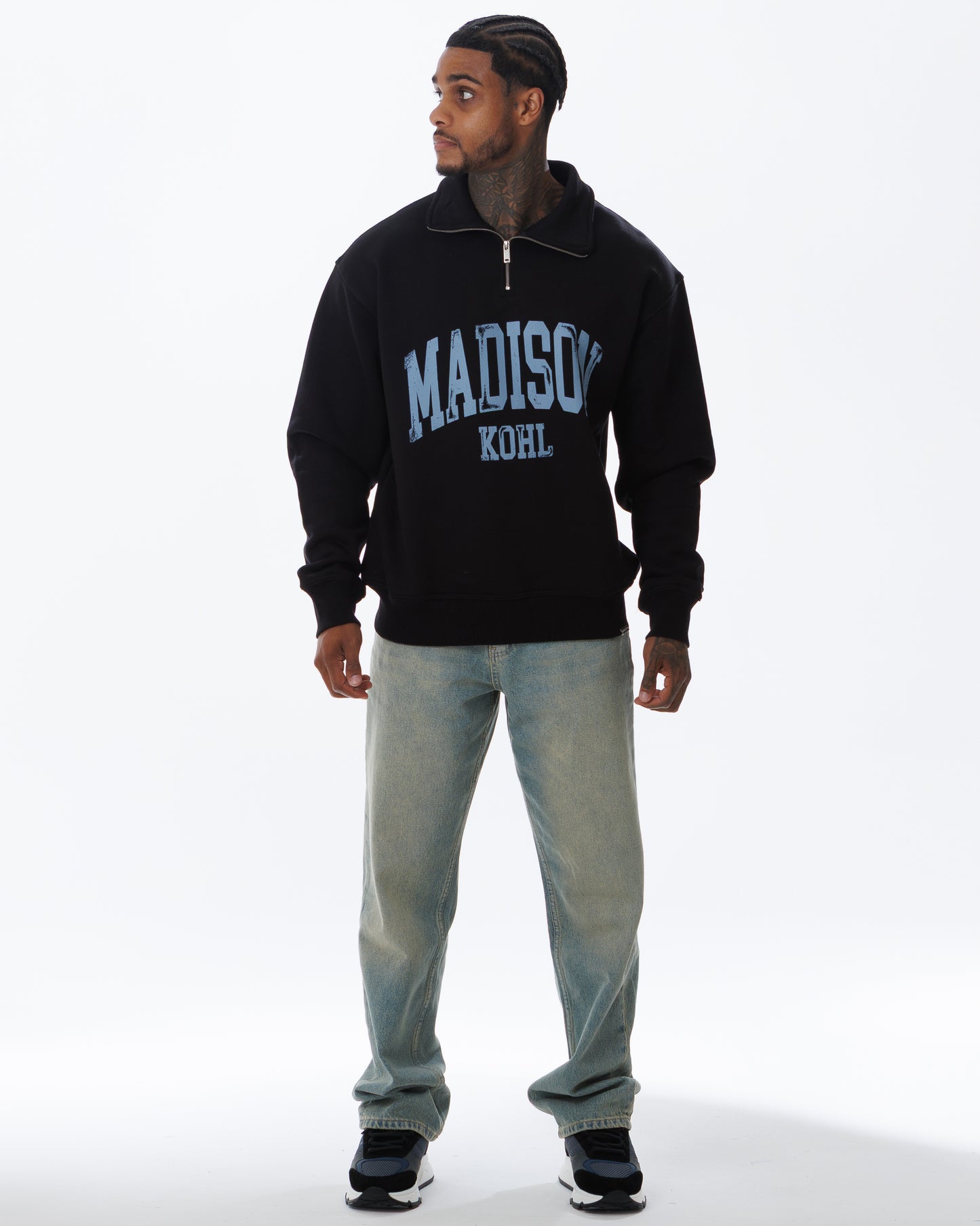 MK Archie Relaxed 1/4 Zip Black/DSky