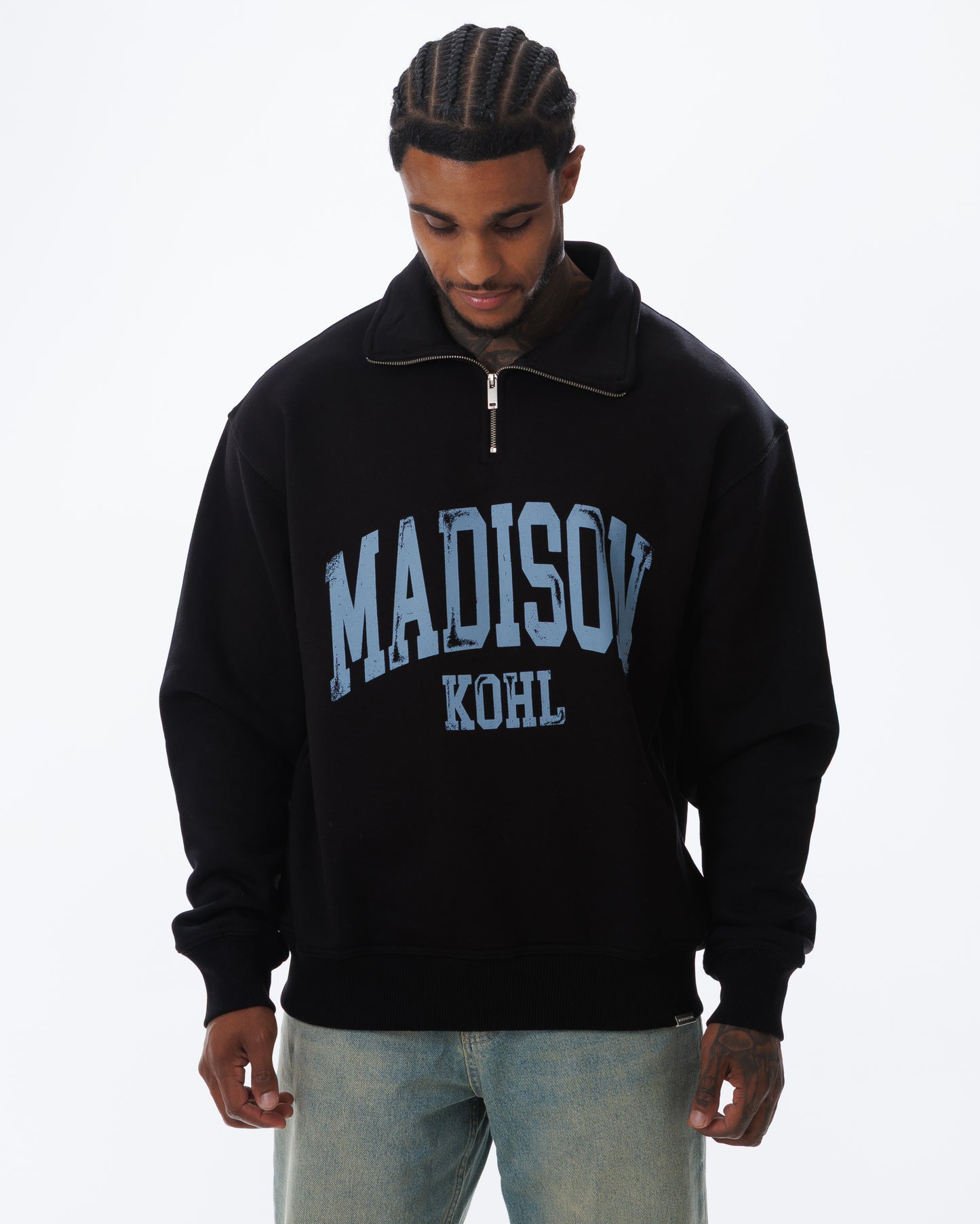 MK Archie Relaxed 1/4 Zip Black/DSky